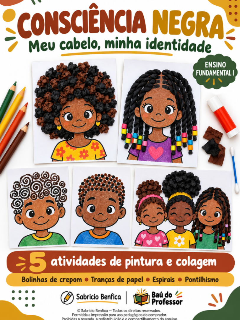 Capa do material: Consciência Negra: 5 Atividades de Pintura e Colagem – Fundamental I