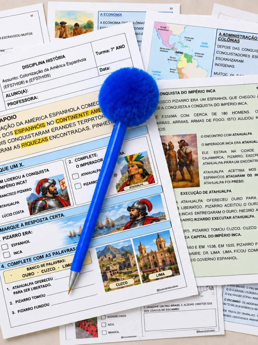 Capa do material: APOSTILA ADAPTADA COLONIZAÇÃO ESPANHOLA E PORTUGUESA NA AMÉRICA