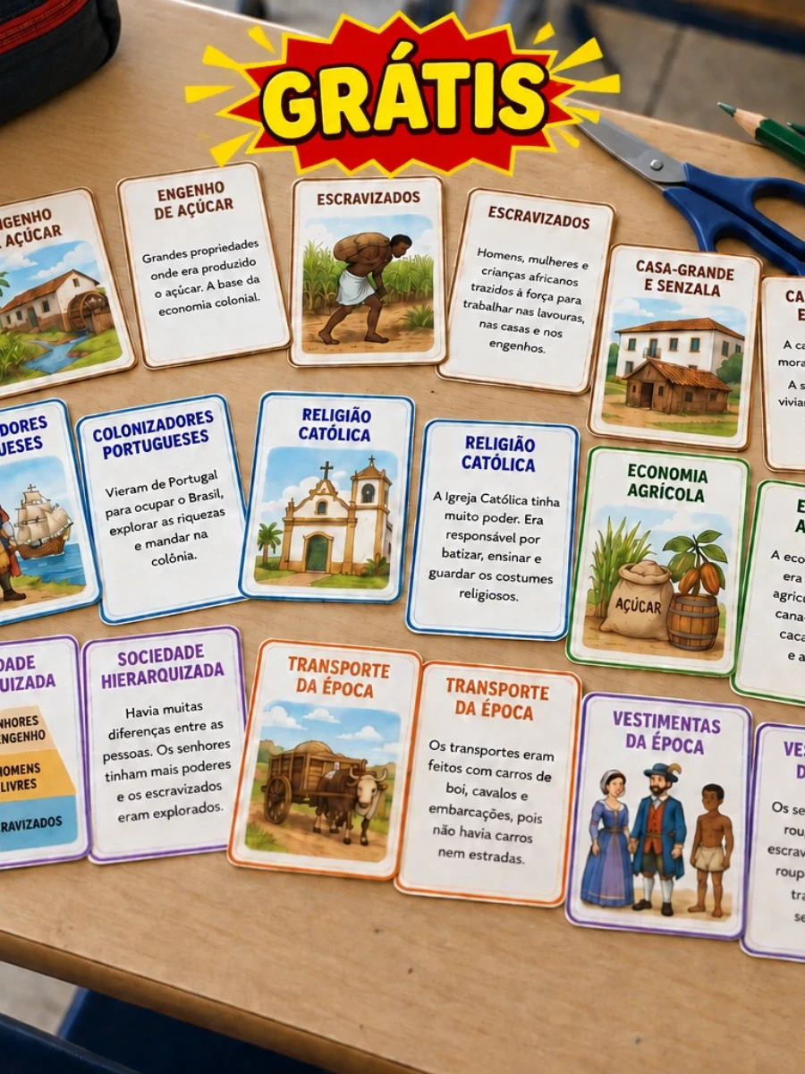 Prévia 1 de Cards Educativos Brasil Colônia