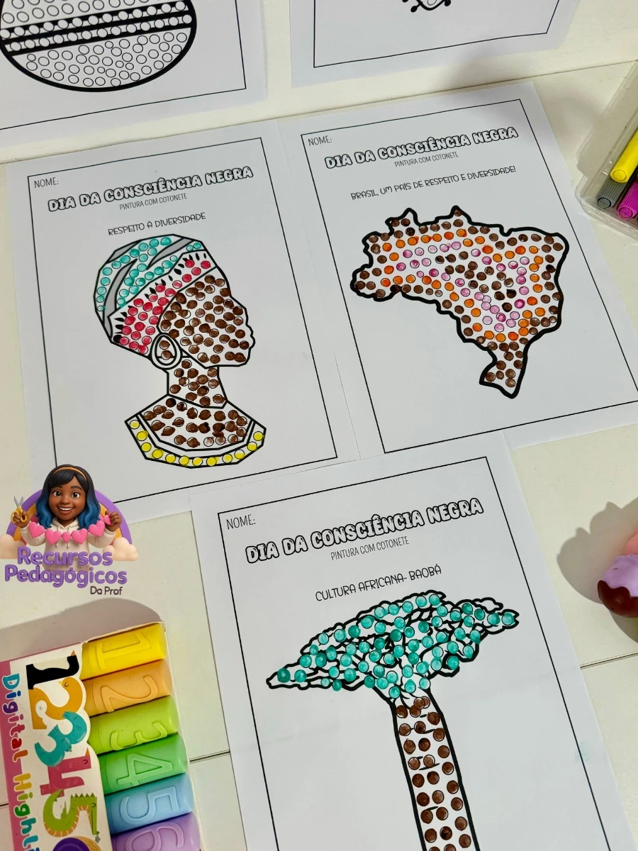 Capa do material: Atividades para o Dia da Consciência Negra — Pintura com Cotonete