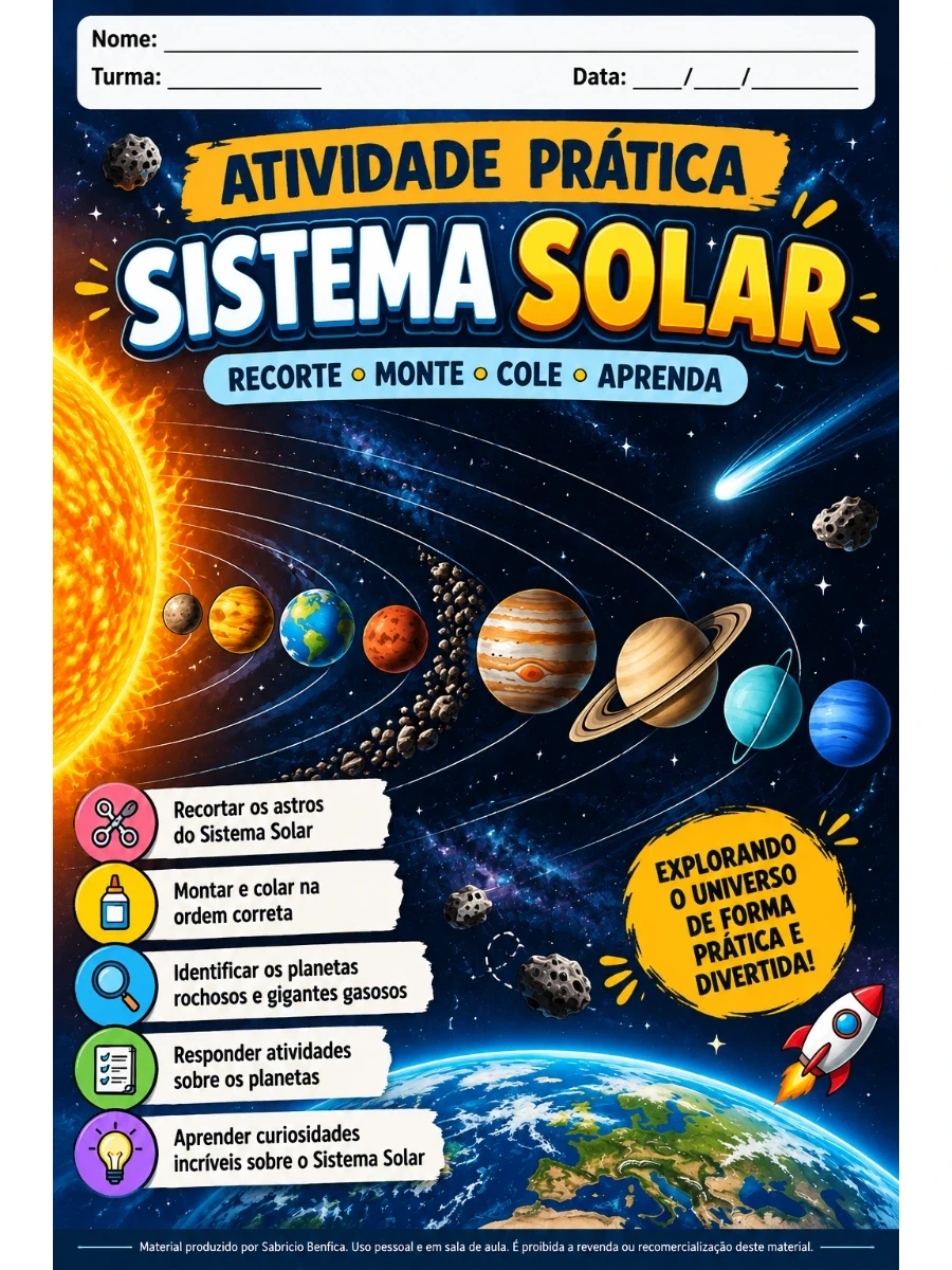 Sistema Solar –30 Atividade de Ciências para 9º Ano