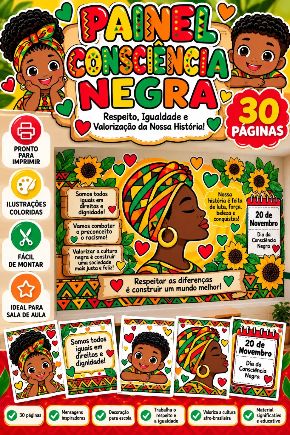 Painel Consciência Negra pdf 9 partes Educação infantil Fundamental