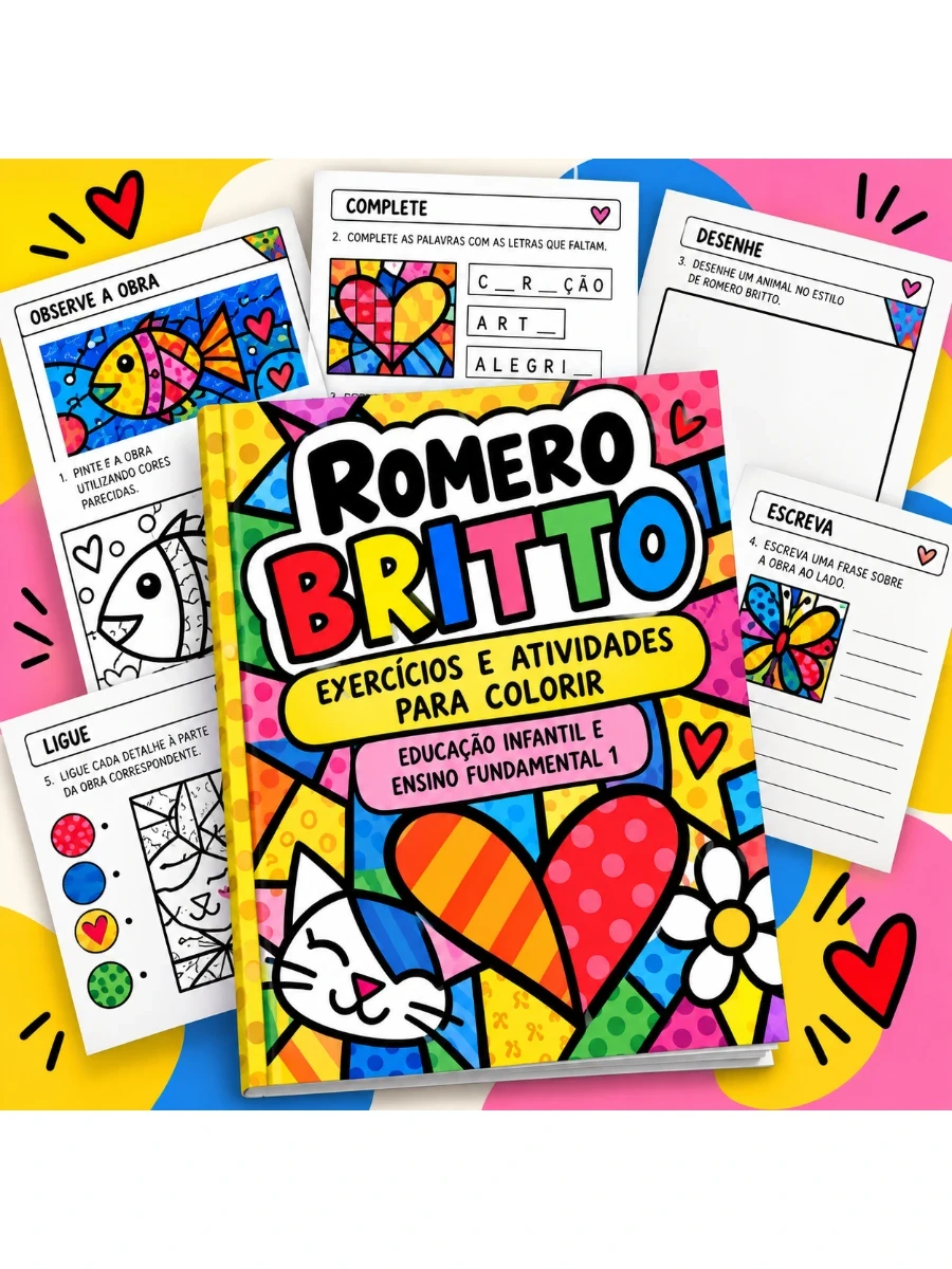 ROMERO BRITTO: EXERCÍCIOS E ATIVIDADES PARA COLORIR